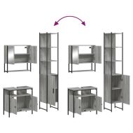 Комплект мебели за баня от 3 части сив сонома инженерно дърво