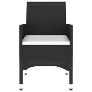 Градински бистро комплект 3 части полиратан и дърво масив черен