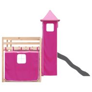 Двуетажно легло с пързалка и завеси, синьо, 90x200 см