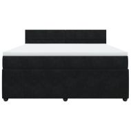 Боксспринг легло с матрак, черно, 180x200 см, кадифе