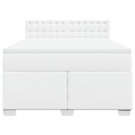 Боксспринг легло с матрак, бяло, 160x200 см, изкуствена кожа