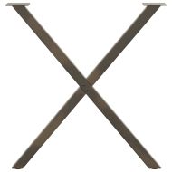 Крака за трапезна маса, X-образни, 2 бр., естествена стомана, 70 x (72-73) см, стомана