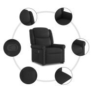 Изправящ реклайнер стол, лъскаво черен, изкуствена кожа