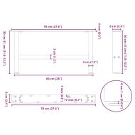 Крака за масичка за кафе, естествена стомана, 2 бр., 70 x (30-31) см, стомана