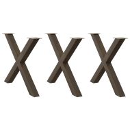 Крака за трапезна маса, X-образни, 3 бр., естествена стомана, 90 x (72-73) см, стомана