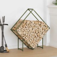 Стойка за дърва за огрев маслиненозелена 100x25x100 cm