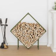 Стойка за дърва за огрев маслиненозелена 100x25x100 cm