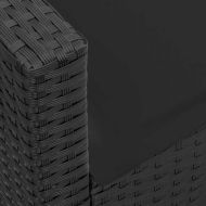 Градински диван с възглавници, черен полиратан