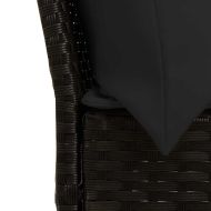 Градински диван с възглавници, черен полиратан