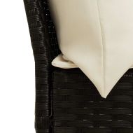 Градински комплект с възглавници, 3 части, черен полиратан