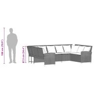 Градински диван с възглавници, светлосив, полиратан