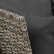 Градински комплект с възглавници, 3 части, сив, полиратан