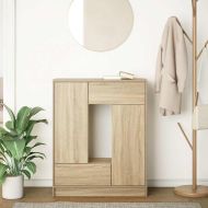 Бюфет с чекмеджета и вратички, дъб сонома, 73x31x90 см