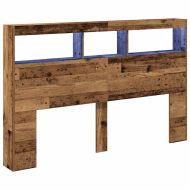 Табла шкаф с LED, Старо дърво, 160x17x102 см