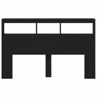 Табла шкаф с LED, черен дъб, 160x17x102 см