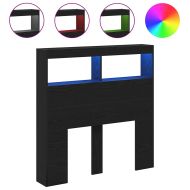 Табла шкаф с LED, черен дъб, 100x17x102 см