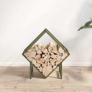 Стойка за дърва за огрев маслиненозелена 50x25x50 см