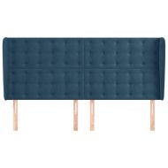 Горна табла за легло с уши, тъмносиня, 163x23x118/128 см кадифе