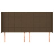 Горна табла за легло с уши, тъмнокафява,163x16x118/128 см, плат