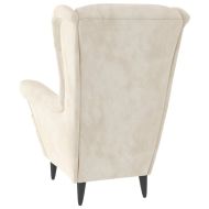 Фотьойл Wingback с табуретка, кремав, кадифе