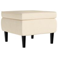 Фотьойл Wingback с табуретка, кремав, кадифе