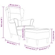 Фотьойл Wingback с табуретка, кремав, кадифе
