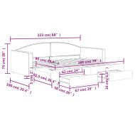 Канапе с изтеглящо легло и чекмеджета черно 90x200 см текстил