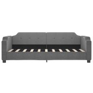 Канапе с изтеглящо разтегателно легло тъмносиво 90x190 см плат