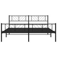 Метална рамка за легло с горна и долна табла, черна, 200x200 см