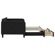 Канапе с изтеглящо легло и чекмеджета черно 90x200 см текстил