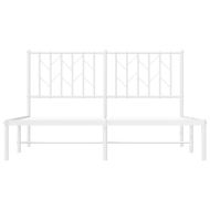 Метална рамка за легло с горна табла, бяла, 140x200 см
