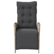 Накланящи градински столове с подложка 2 бр светлосив полиратан