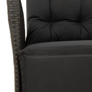 Накланящи градински столове с подложка 2 бр, черен, полиратан