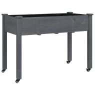 Плантер на колела с вложка сив 118x59x80 см масивна ела