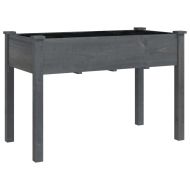 Плантер на колела с вложка сив 118x59x80 см масивна ела