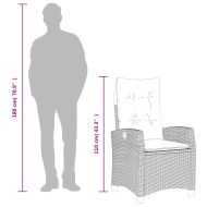 Накланящ се градински стол с възглавници светлосив полиратан