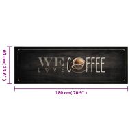 Кухненско килимче, миещо, текст Coffee, 60x180 см, кадифе