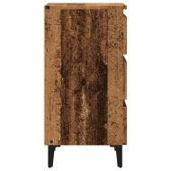 Нощно шкафче с метални крака, старо дърво, 40x35x69 см