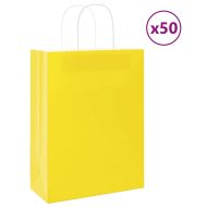 Хартиени торбички 50 бр с дръжки жълти 26x12x35 см