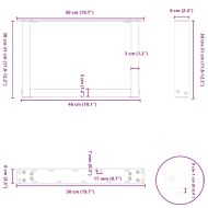 Крака за масичка за кафе, U-образни, 2 бр., естествена стомана, 50 x (30-31) см, стомана
