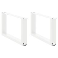 Крака за масичка за кафе, U-образни, 2 бр., бели, 70 x (30-31) см, стомана