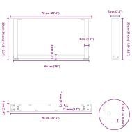 Крака за масичка за кафе, U-образни, 2 бр., бели, 70 x (30-31) см, стомана