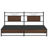 Метална рамка за легло, без матрак, кафяв дъб, 183x213 см