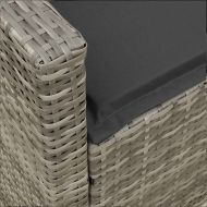 Градински диван с възглавници, сив, полиратан