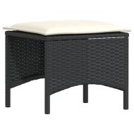 Градински диван от 4 части с възглавници, черен, полиратан