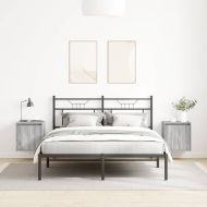 Нощни шкафчета за стенен монтаж, 2 бр, сив сонома, 38x34x40 см