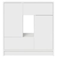 Бюфет с чекмеджета и вратички, бял, 70,5x34x74,5 см