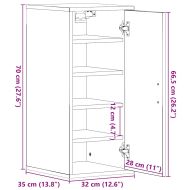 Шкаф за обувки, черен дъб, 32x35x70 см, инженерно дърво