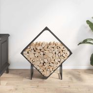 Стойка за дърва за огрев черна 80x25x80 см