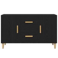 Сайдборд, черно и дъб, 100x36x60 см, инженерно дърво